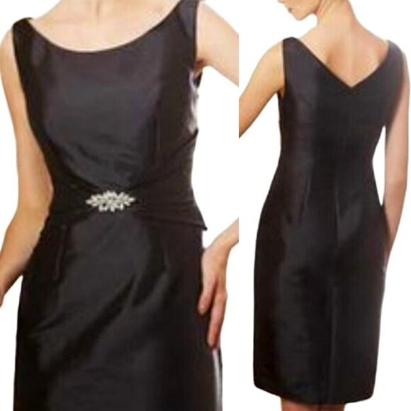 Jade By Jasmine Women’s Stunning Taffeta Bateau Neckline Sheath Dress Size 8 - Picture 2 of 14